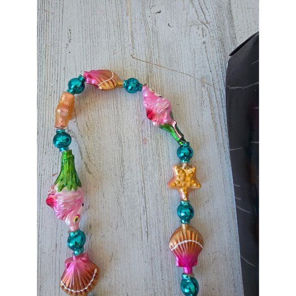 Radko flamingo shell keys Garland RARE vintage Glass Pink glitter gold Xmas tree - Picture 4 of 13